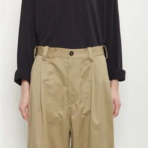 Sofie D'Hoore Beige Pleated Wide-Leg Trousers